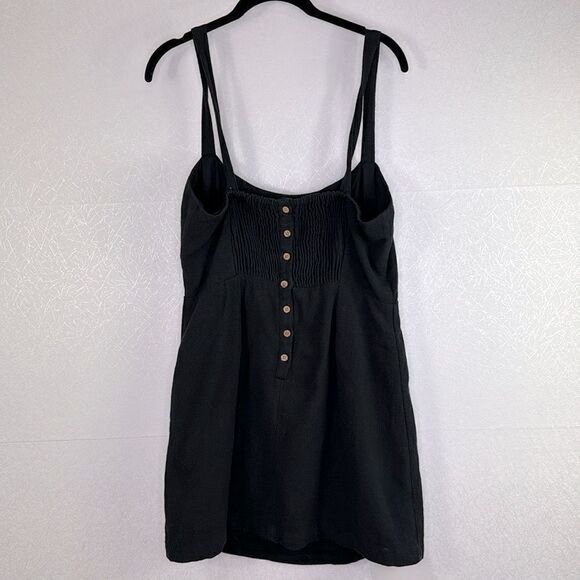 Free People Button Down Back Cotton Mini Dress Black L - Picture 6 of 6